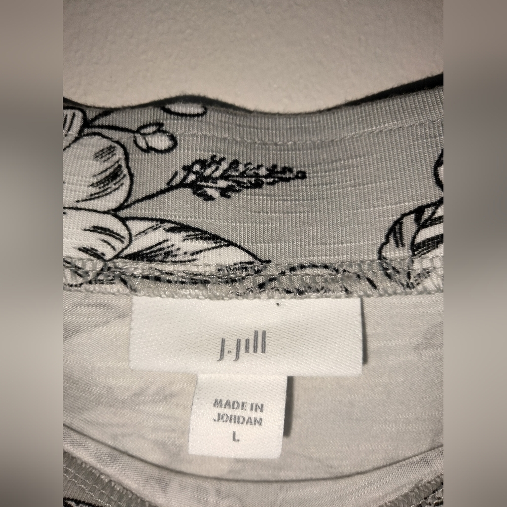 J. Jill (Size L) Gray Multicolor Floral Stretch Pull-on Midi/Maxi Skirt - Picture 2 of 8